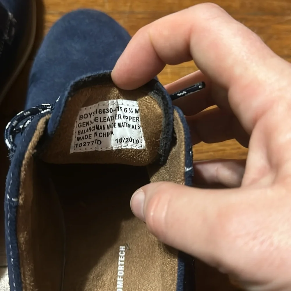 Florsheim Boys Blue Leather Oxfords, Sz 6.5